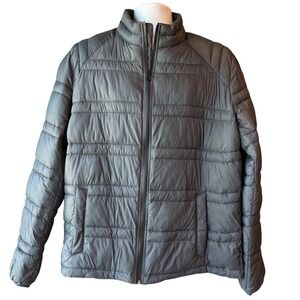 Michael Kors Packable Puffer Jacket Gray Lightweight Travel Women's Large NEW